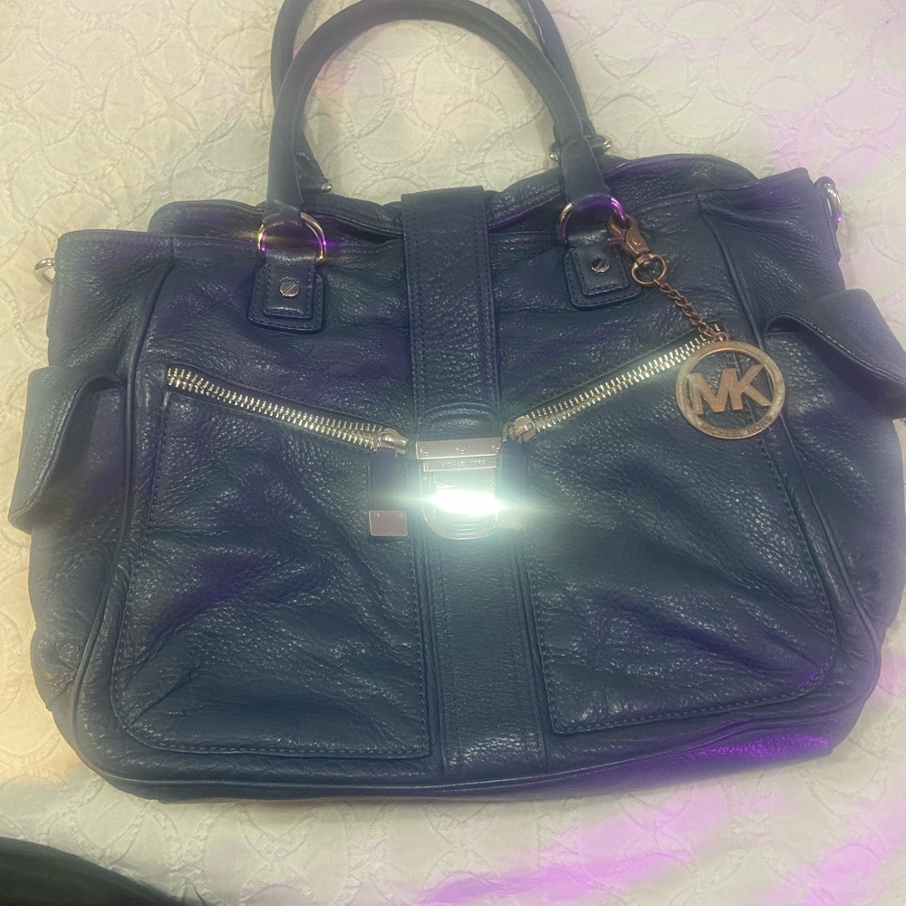 Michael Kors Dark Blue Leather Satchel